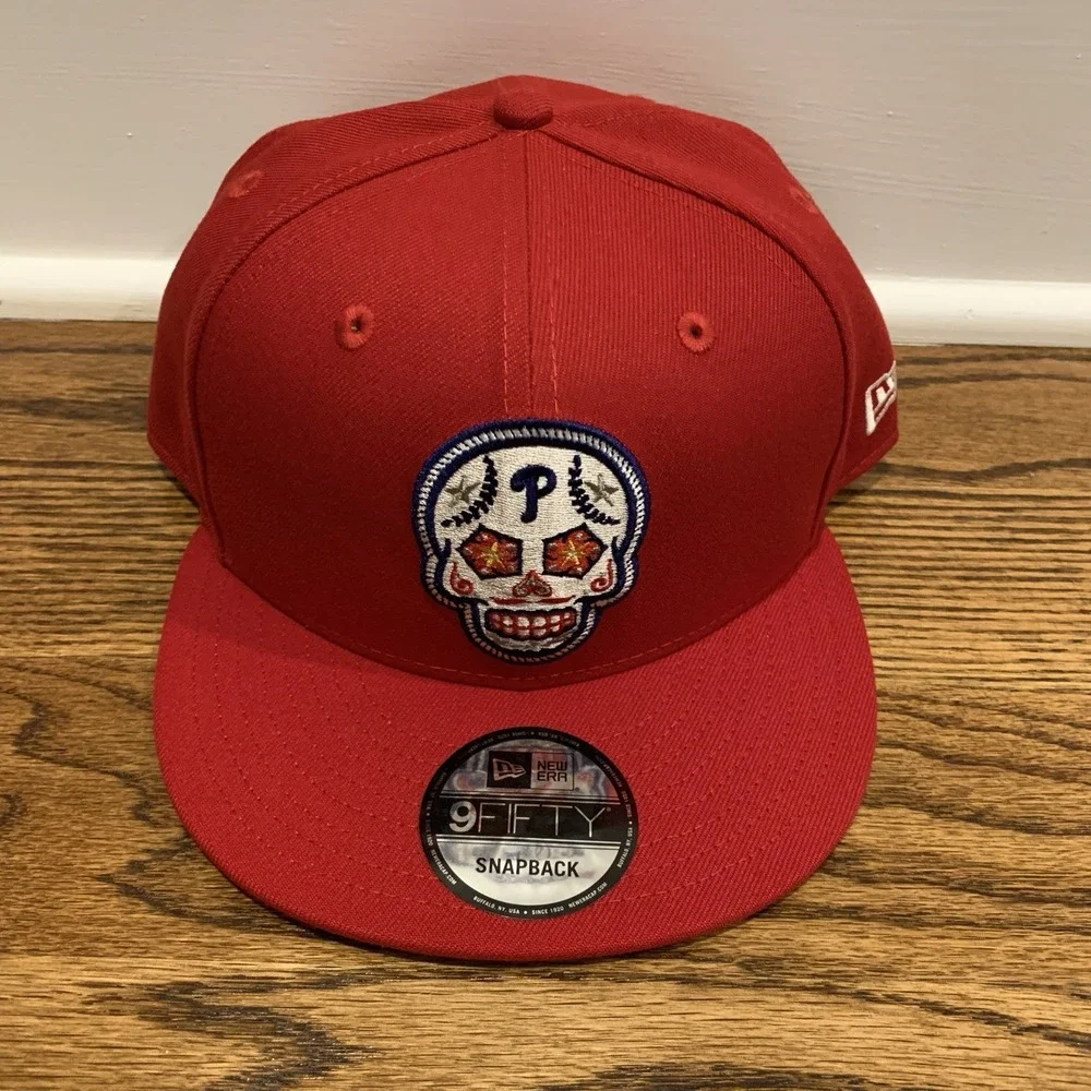 Philadelphia Phillies New Era 9FIFTY Red Sugar Skull Day of the Dead Hat OSFM